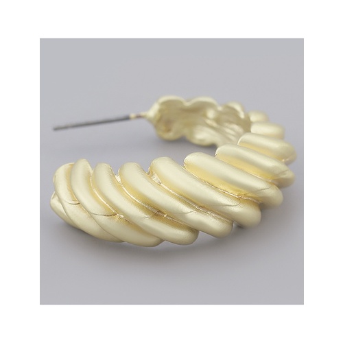 LRC Anting Tusuk Fashion Gold Color Threaded Semicircle Geometric Alloy