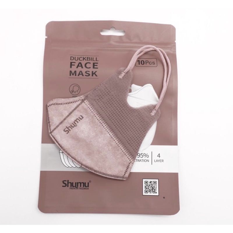 Masker Duckbill Shumu 4 Ply Warna Shrimp Pink KN95 Ready Stock