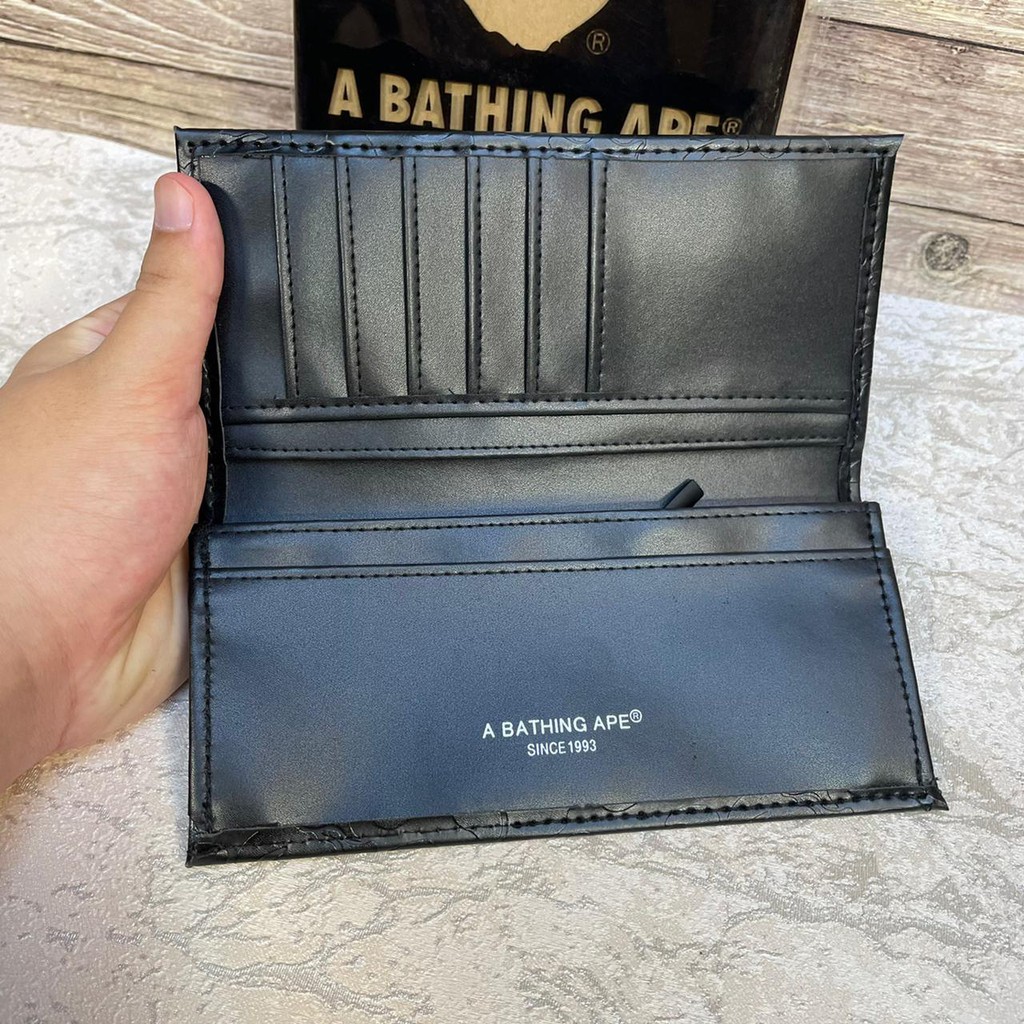 BAPE Long Wallet FREE BOX / Dompet A Bathing Ape Dompet Panjang Dompet Kulit