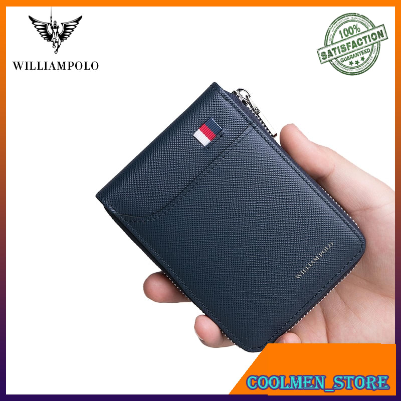 Dompet Pria Dompet Lipat Kulit Asli WILLIAMPOLO Genuine Leather Fashion Mini Credit Card Holder