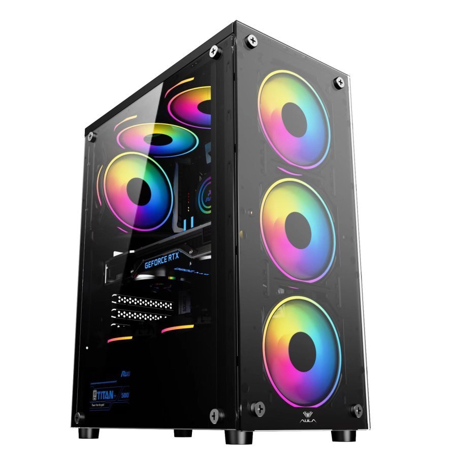 Casing AULA FZ010 mATX ATX Gaming Case AULA FZ 010 Free 3 Fan RGB