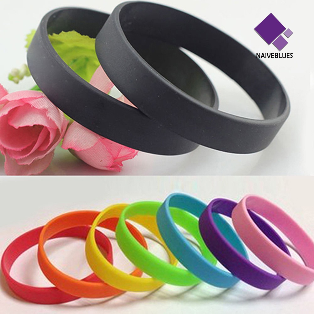 2pcs Gelang Bahan Silikon Warna Solid Untuk Olahraga