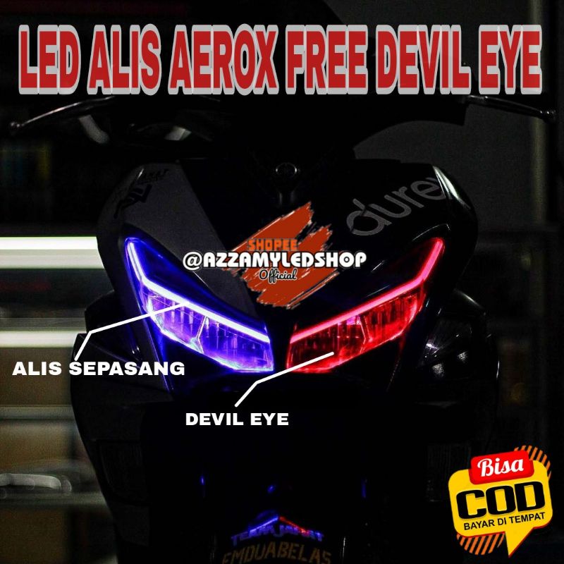 paket lampu alis LED alis Yamaha aerox old aerox new free devil eye demon eye super terang no bintik