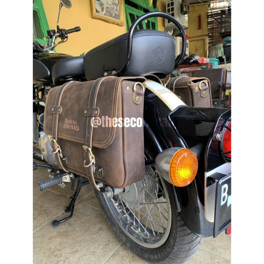 Tas Motor Kulit / Side Bag Royald Enfield, Kawasaki W175, Yamaha XSR, Benelli, Estrella, Honda Win