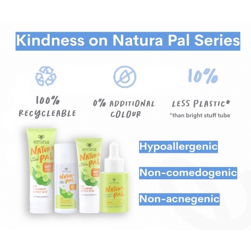 Emina Natura Pal Series (Gel Cleanser | Essence Toner | Splash Serum | Gel Moisturizer)