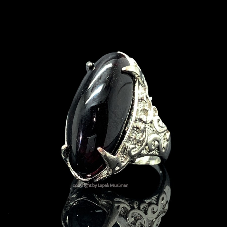 [Bayar di Tempat] Cincin Pria Batu Kecubung Wulung Model Pandan