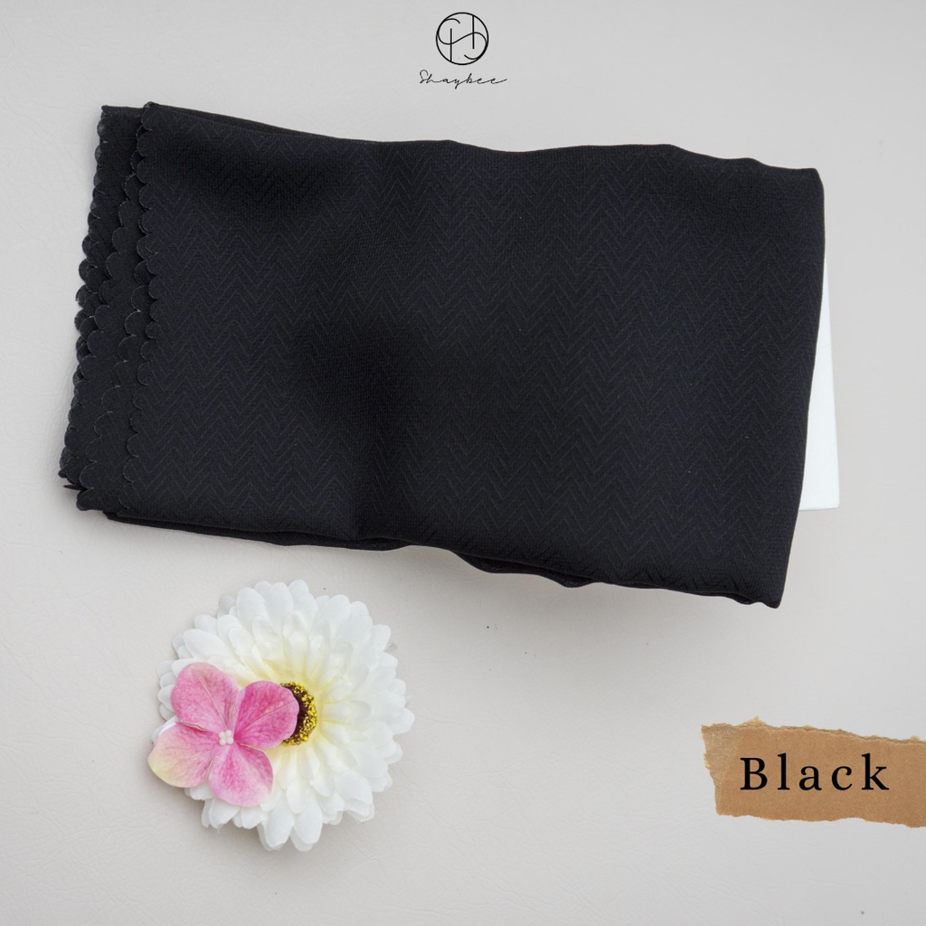 Hijab Potton Venus Segiempat | Bahan Pollycotton Venus | Hijab Daily By Shaybee.id-Black