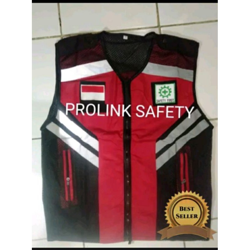 ROMPI SAFETY BAHAN TASLAN SAMPING JARING FREE LOGO K3 BENDERA MERAH HITAM RESLETING HSE