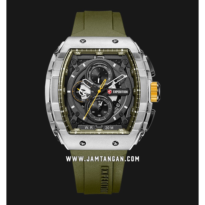 Expedition E 6782 MC RSSLEBA Chronograph Men Black Dial Green Rubber Strap