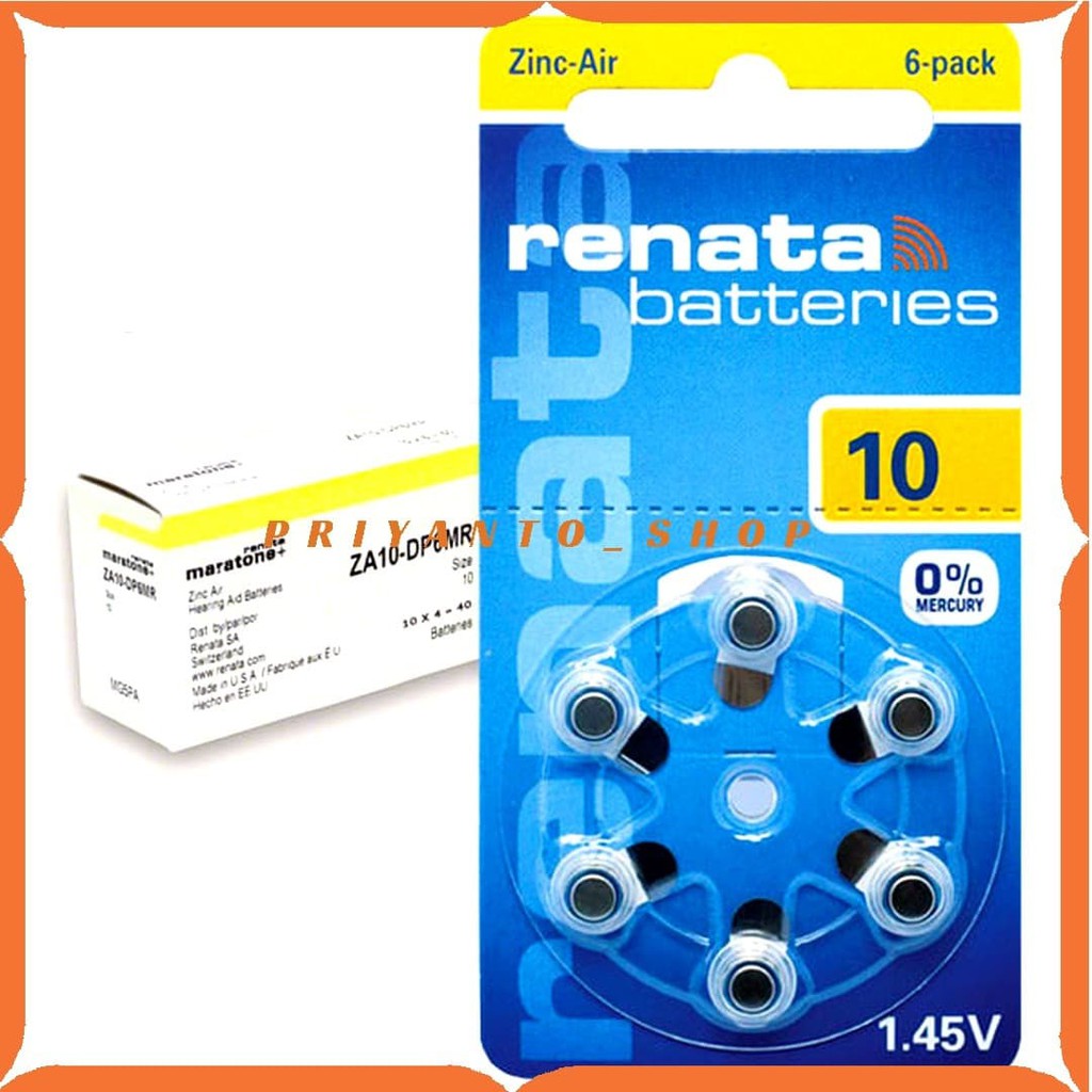 Battery Baterai batre Renata za10 10 A10 OriginaL Hearing Aid Battery Perbiji