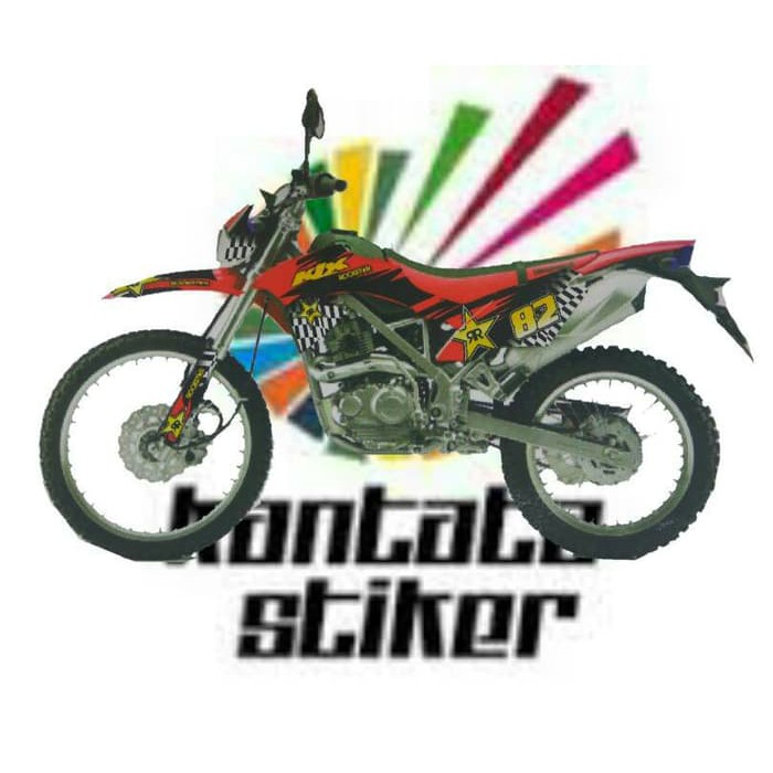 promo Stiker striping motor Kawasaki klx bf rockstar merah