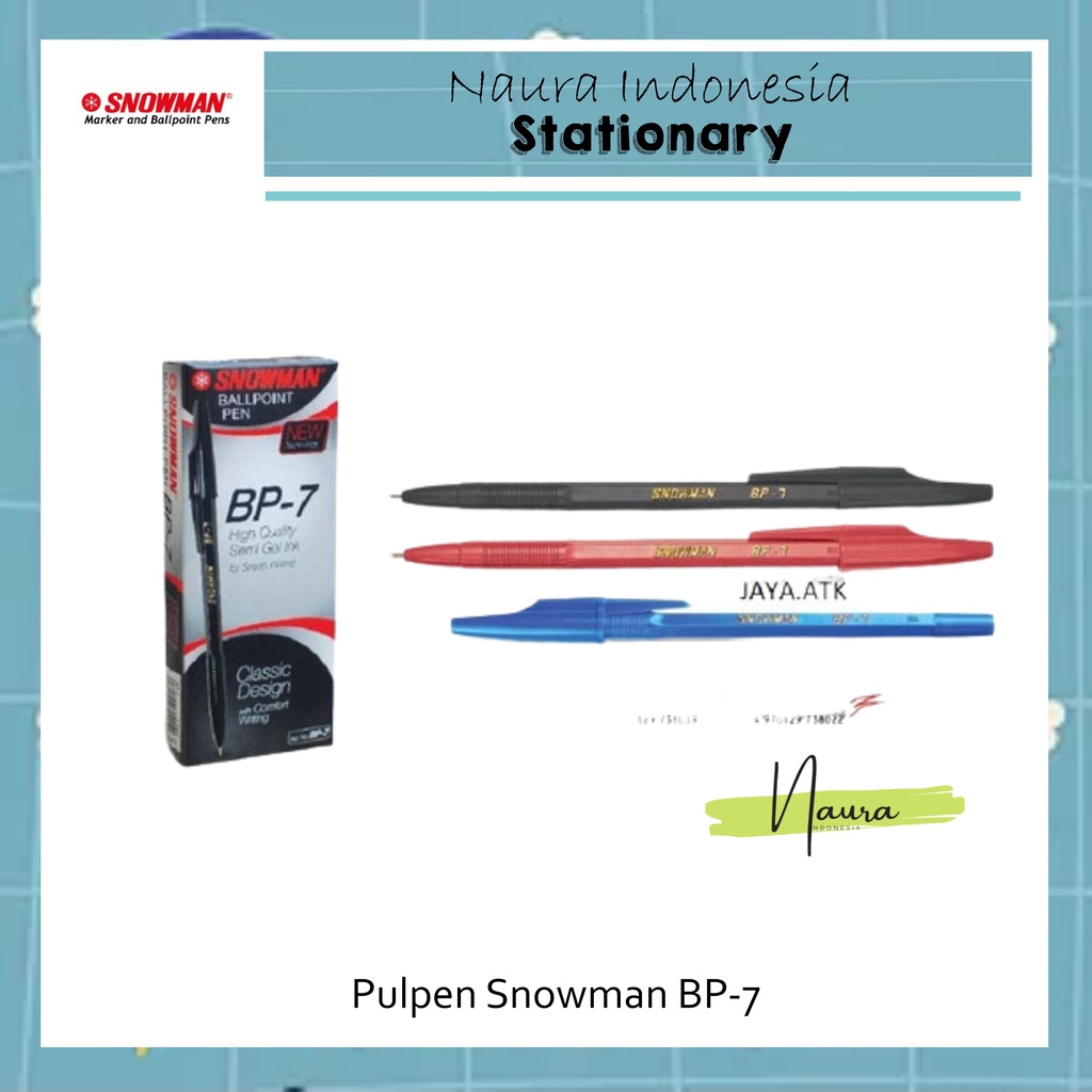

[1 PACK] Bolpoin Snowman BP-7 | Pulpen Snowman BP-7 | Pulpen 12 pcs