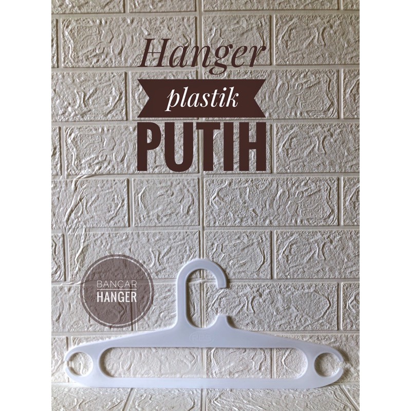 Hanger plastik putih tebal / gantungan baju plastik putih tebal