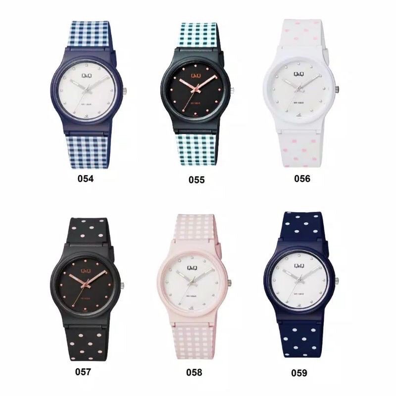 Q&amp;Q QQ QNQ VP46 VP46J 054Y - 059Y Analog Original Watch Jam Tangan Wanita / Anak Tali Karet