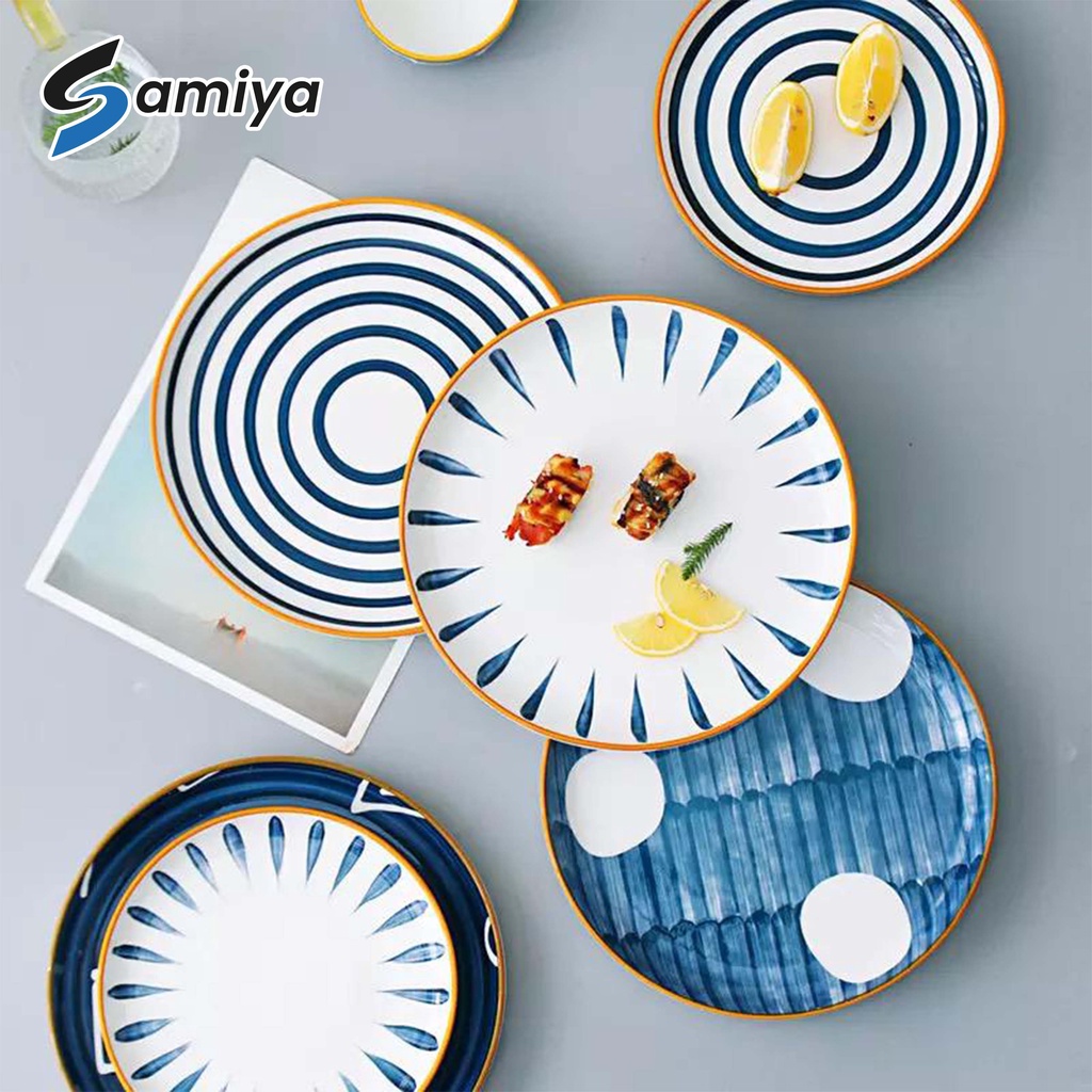 japanese retro style creamic steak plate / piring makan keramik motif jepang / cafe resto tableware