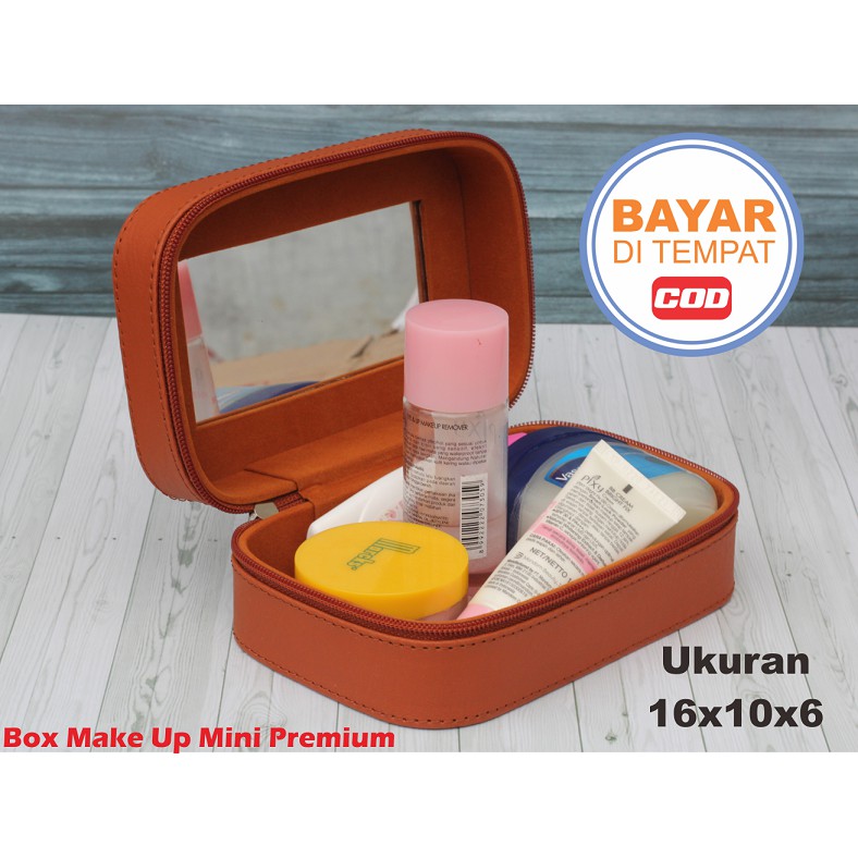 Box Make Up / Kotak Make Up Beauty Case / Tempat Make Up Mini Premium - Mocca