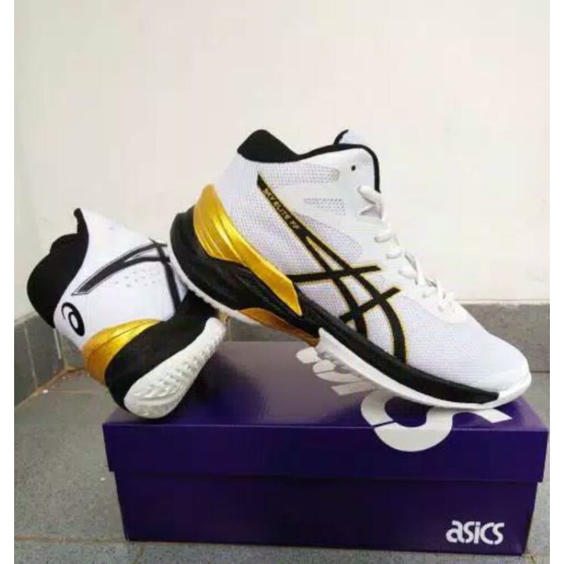 ASCS GEL SKY ELIT FF WHITE GOLD MID PREMIUM ORIGINAL SEPATU VOLLY OLAHRAGA RUNNING BASKET