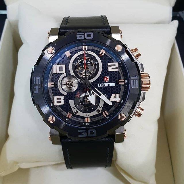 JAM TANGAN EXPEDITION PRIA E6769 SILVER BLACK ORIGINAL