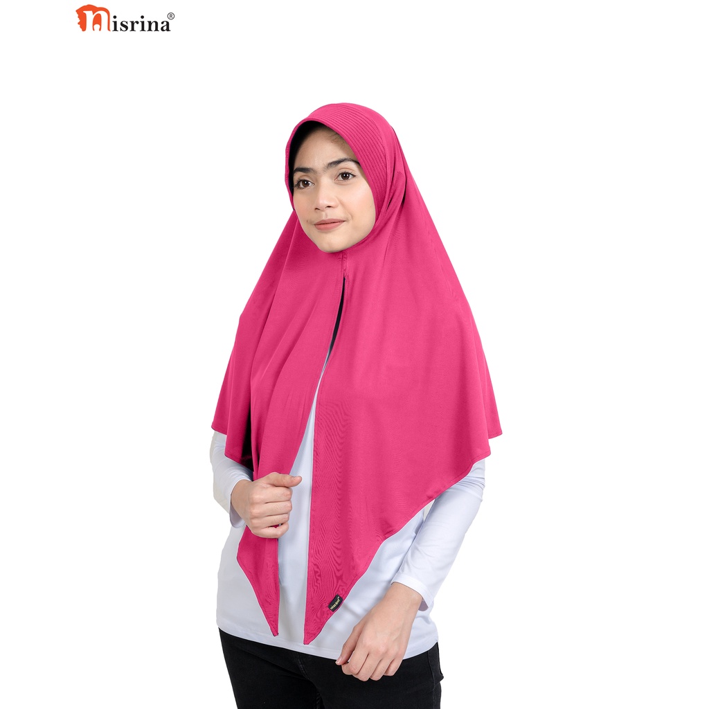 Nisrina Fashion Muslim Bergo Instan Polos Belah Tengah Paras M Lestari-Pink Fanta