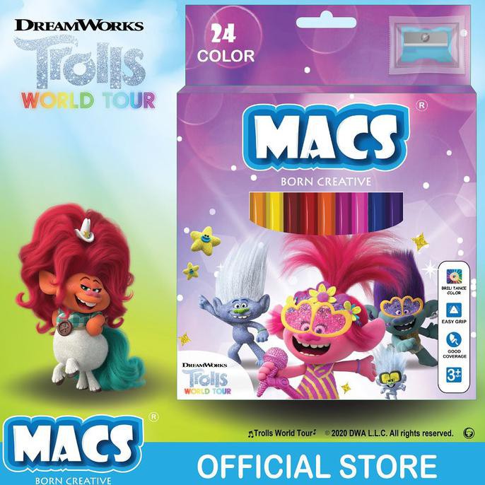

Pensil Warna MACS Trolls World Tour 24 color pencils