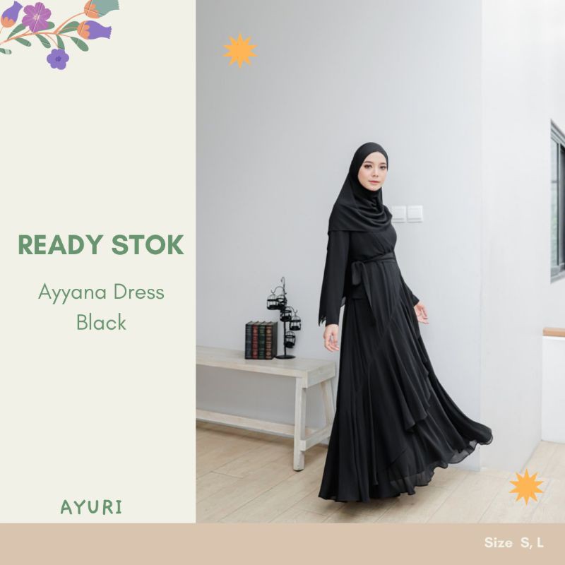 GAMIS HITAM SET Ayyana Dress black by Coverme [READY STOK]