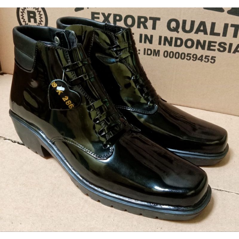 SEPATU KULIT ASLI PRIA PDH BOOTS KILAP POLRI TNI SECURITY SATPAM DINAS KANTOR KERJA FORMAL