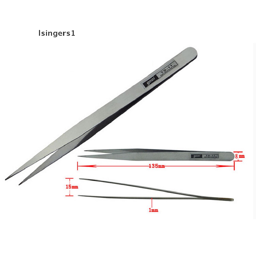 (lsingers1) 1pc Pinset Stainless Steel Anti Magnetik Untuk Perhiasan 1pc Pro Statik Anti Statis