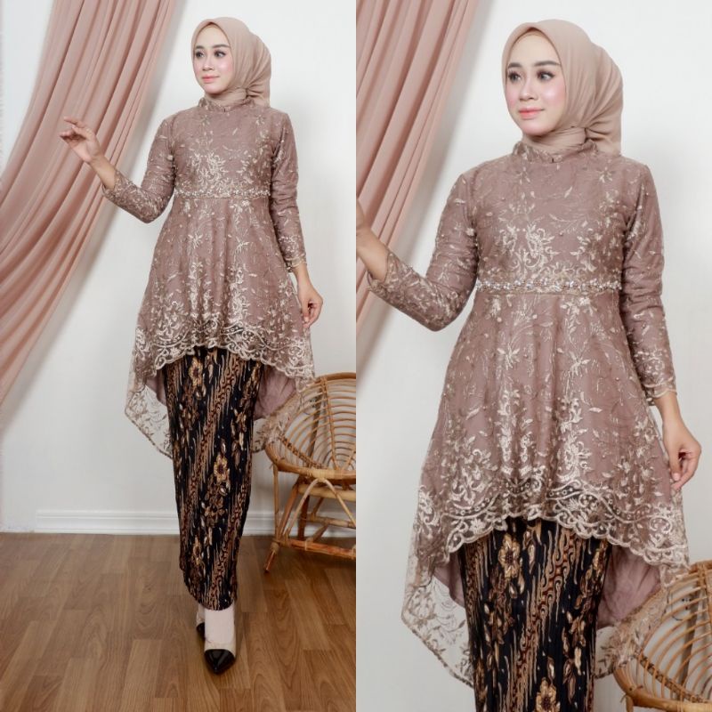 Ready - KEBAYA MODERN - SETELAN KEBAYA BROKAT - SET KEBAYA MODERN - SET KEBAYA LESTI KEJORA - ATASAN