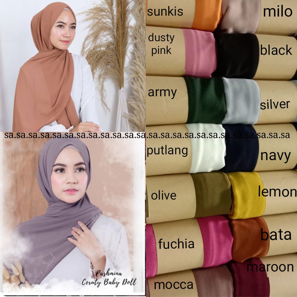 10pcs Pashmina Pasmina Ceruty Babydoll Sabyan Agen Distributor Grosir Supplier Jilbab Hijab Umama Shopee Indonesia