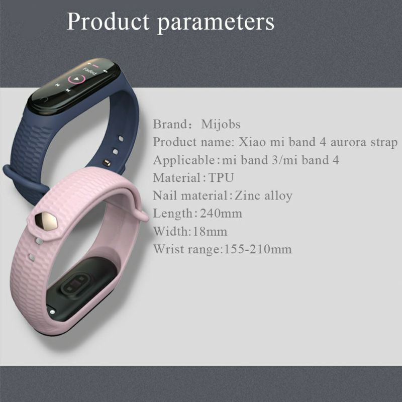 Strap Mijobs Aurora untuk Mi Band 3/4 Honeycomb Texture Bahan TPU Silicon