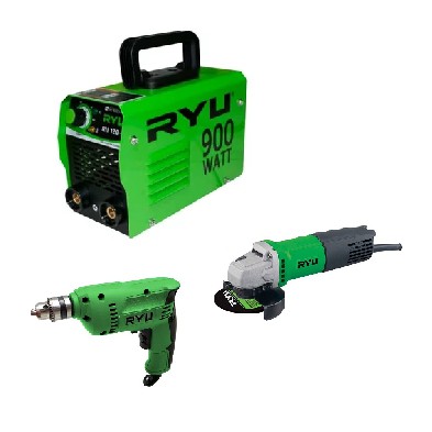 PAKET HEMAT 3IN1 Mesin Las 900 Watt RII 120-1 Travo Trafo RYU RII-1 900Watt PLUS Bor Ryu 10 mm RDR 10-3 + Gerinda Ryu 4 inch RSG 100-3 MURAH ORIGINAL BERGARANSI