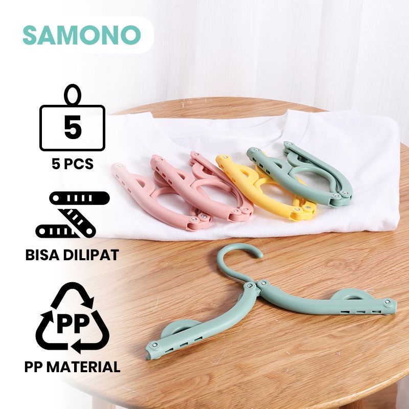 SAMONO SCH20 5Pcs Gantungan Baju Hanger Plastik Bisa Dilipat Anti Slip