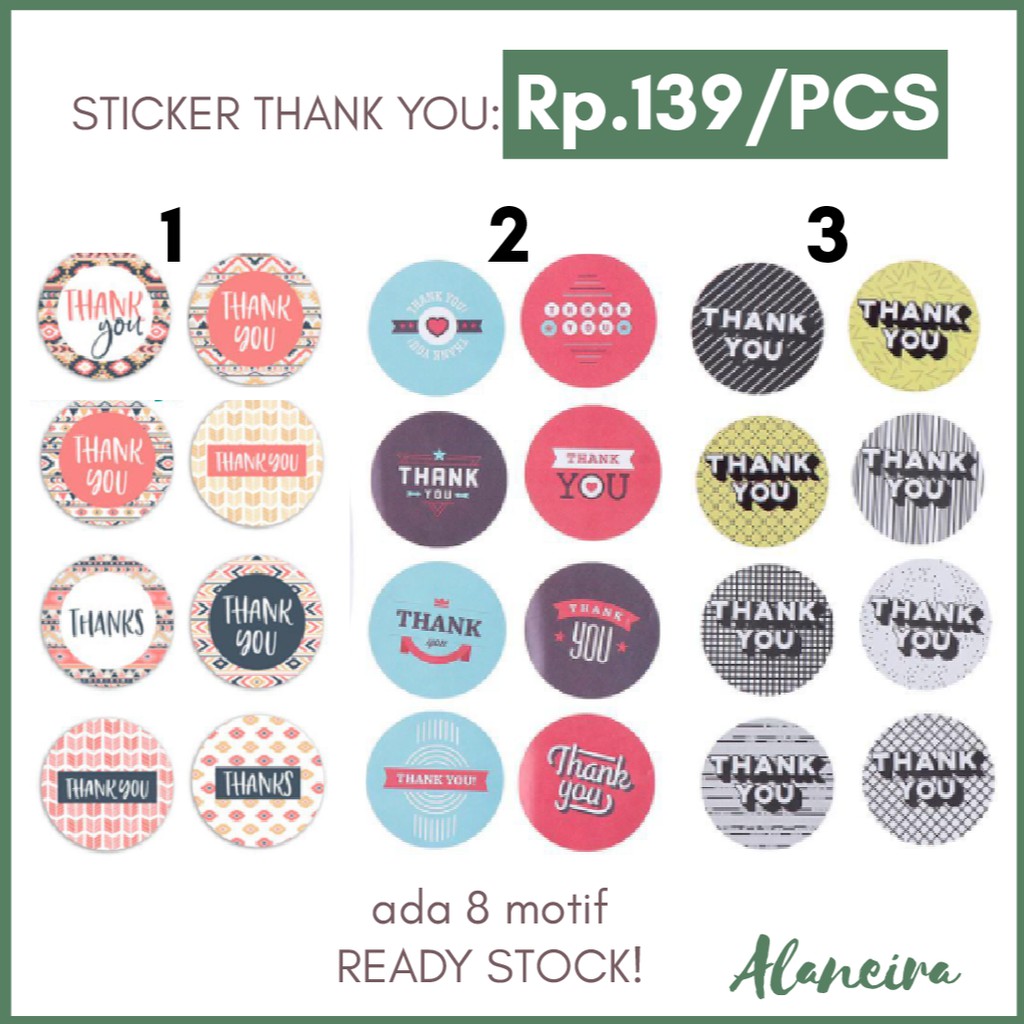 

[1 PAKET = 100 PCS] STIKER LABEL THANK YOU BULAT 2,5 CM DEKORASI SOUVENIR HADIAH GIFT OLSHOP - K