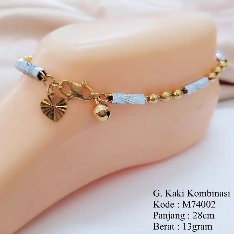 Gelang Kaki Pipa  Wanita Motif Balok Tebal Mainan Lonceng Bunyi M74002