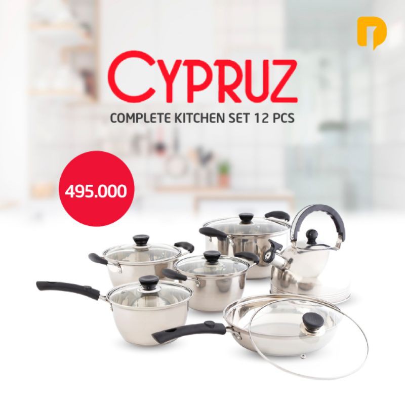 Set Wajan dan Panci Stainless Cypruz Complete Kitchen Set 12 Pcs