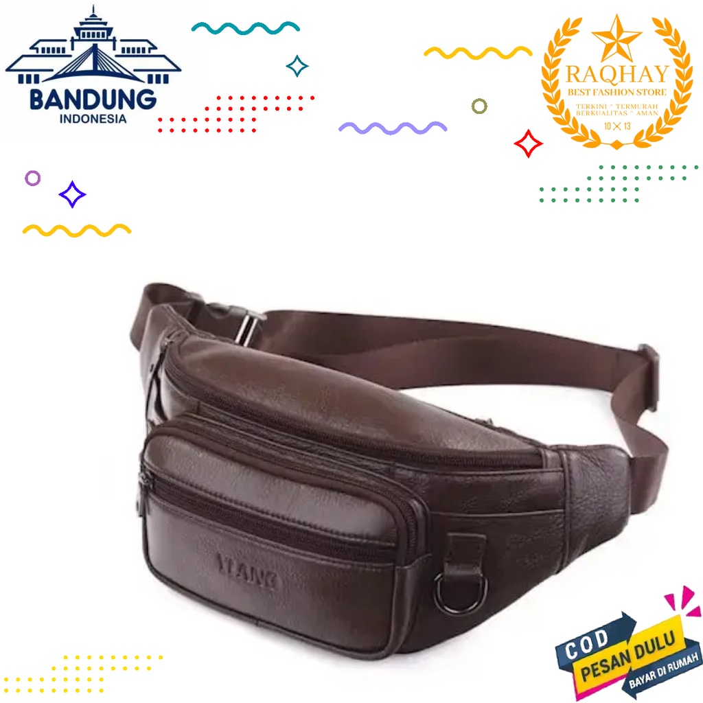 Tas Pinggang Pria Tas Waistbag Pria Kulit PU Stradi| RaQhay Store Fashion Pria Wanita Tas Bag Terbar
