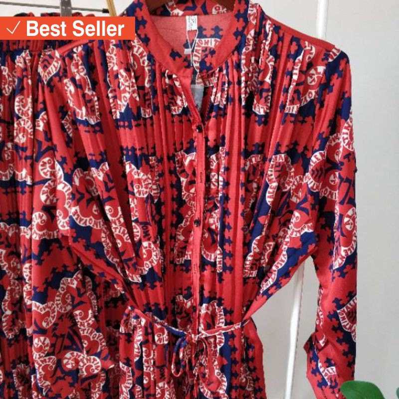 VIRAL !!! PAKAIAN WANITA ATASAN SETELAN MURAH / Premium Set bangkok prisket plisket pleated corak