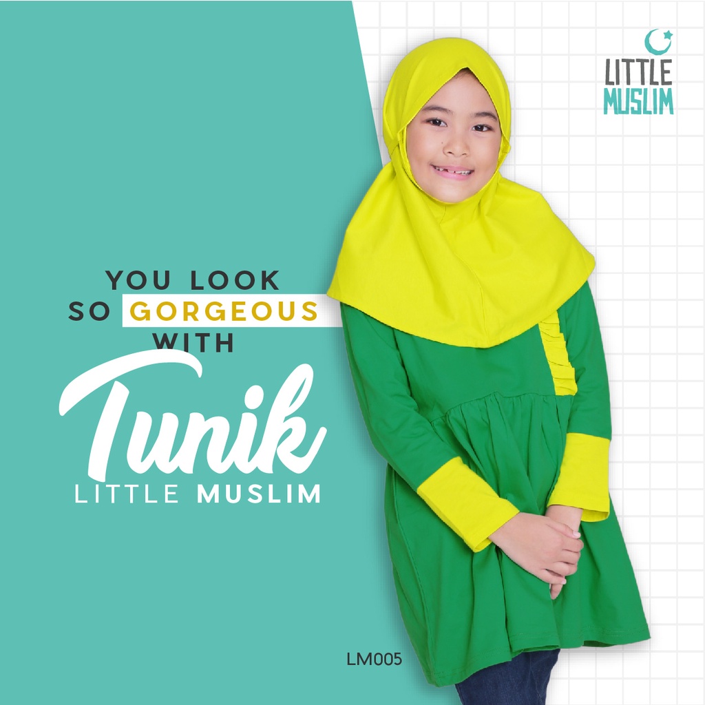 Set Tunik dan Jilbab Anak Little Muslim by Afrakids