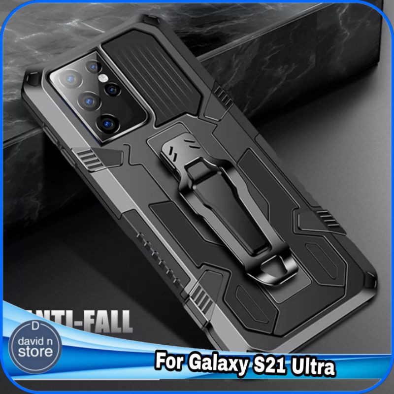 Casing Samsung Galaxy S21 Ultra S 21 Ultra Hard Soft Case Penjepit Sabuk Stand Magnetic Slim Cover