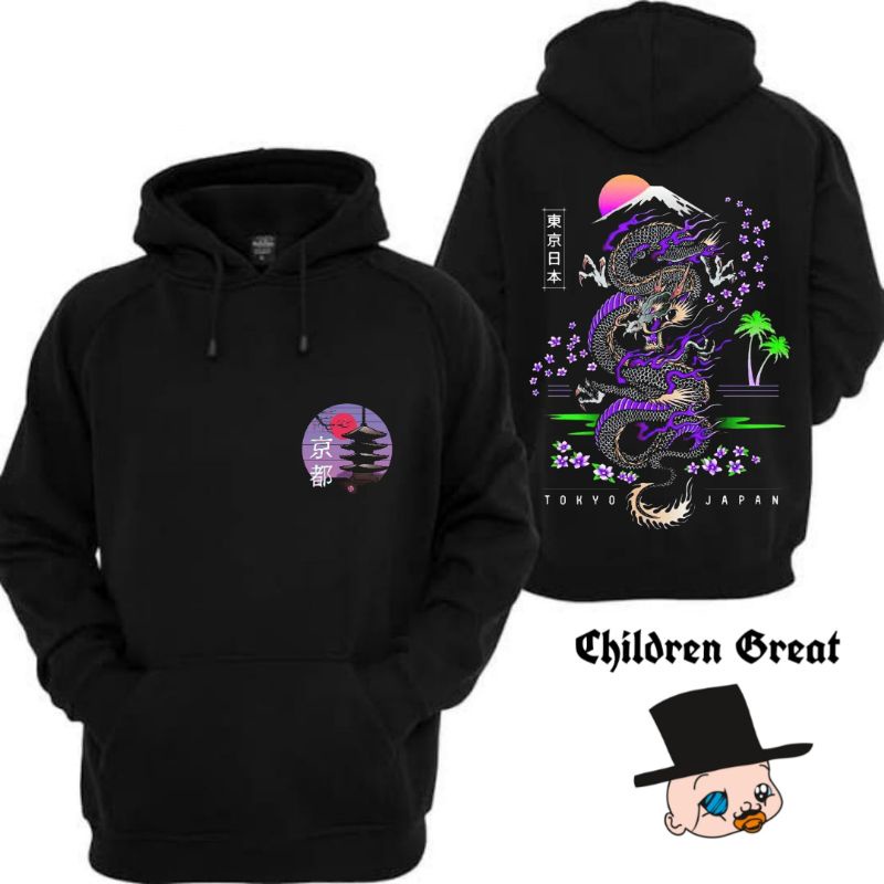 Jaket Hoodie JAPANESE zipper dragon Purple dewasa tee jacket hitam polos sweater sweatShirt katun cr