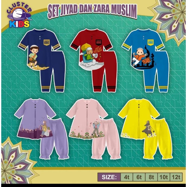 cluster kids set jiyad dan zara setelan anak