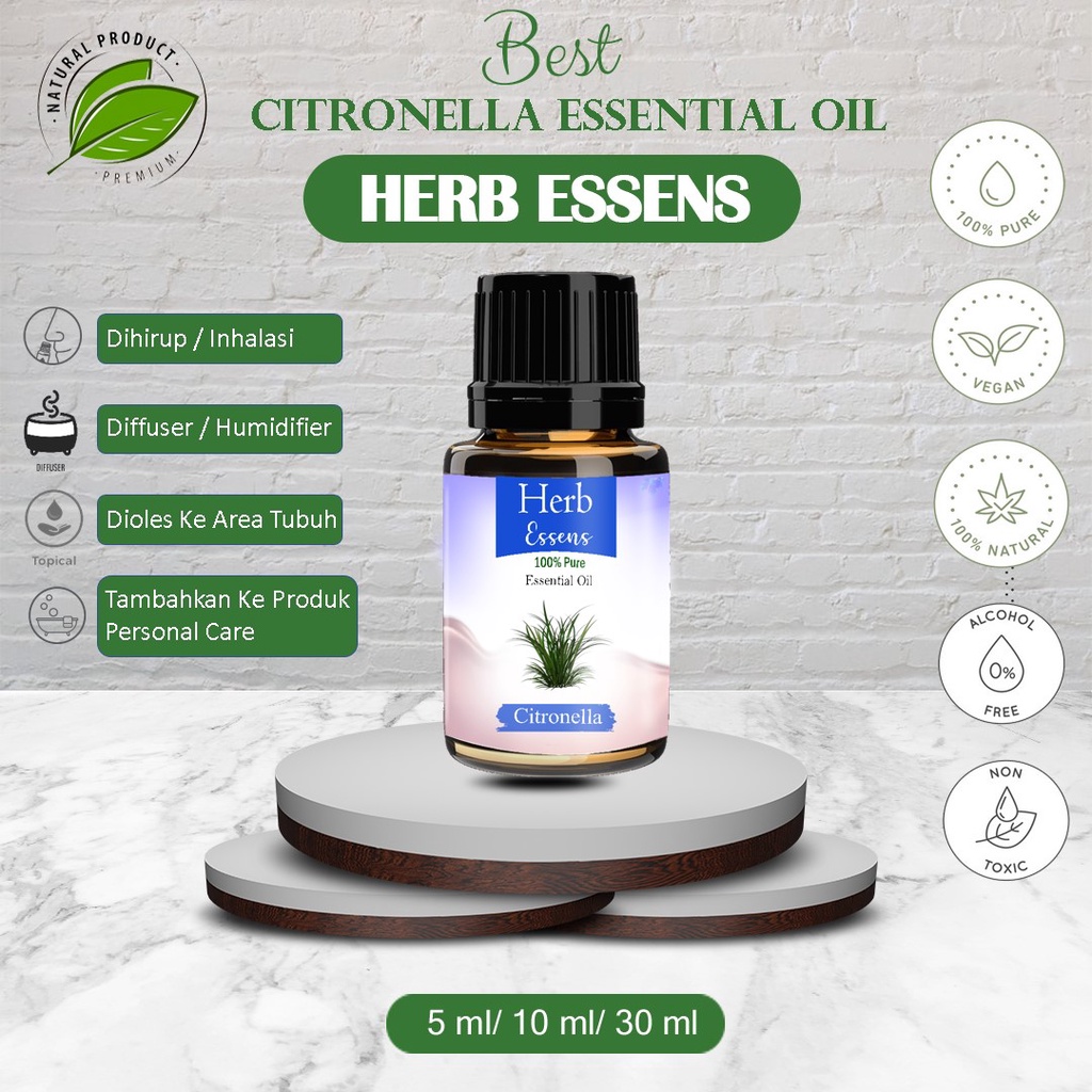 Herbal essential oil minyak sereh wangi citronella oil 100% murni aromaterapi atsiri