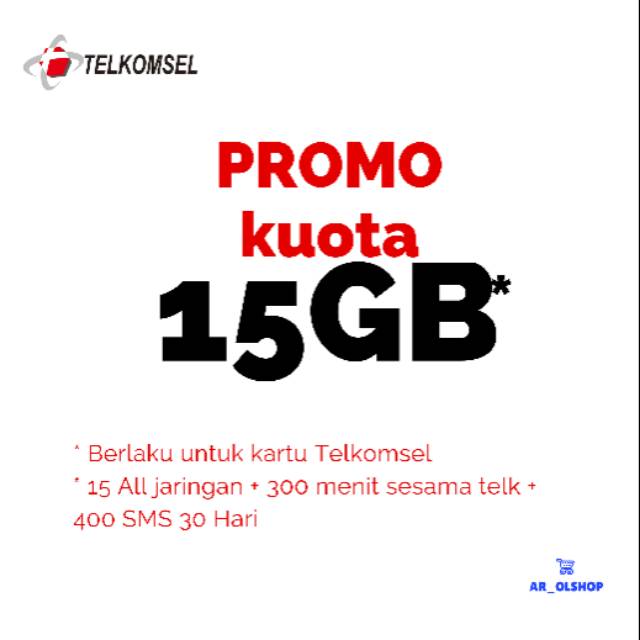 Kuota Telkomsel 15 gb Combo 300 menit sesama telk + 400 SMS 30 Hari