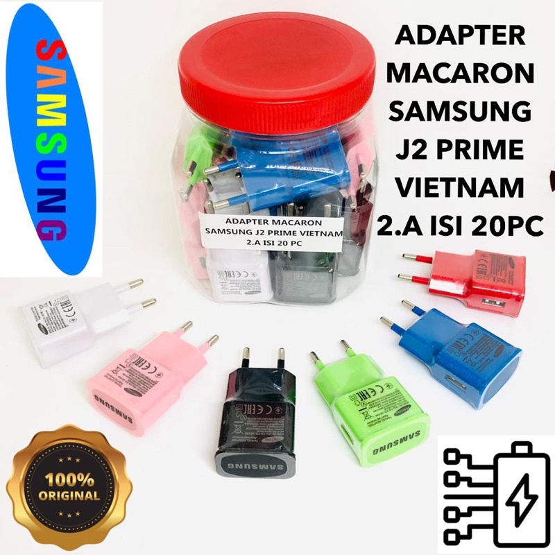 BATOK CHARGER PERTOPLES ISI 20PCS BATOK CHARGER MACARON SAMSUNG J2 PRIME VIETNAM 2.A PROMO SEN