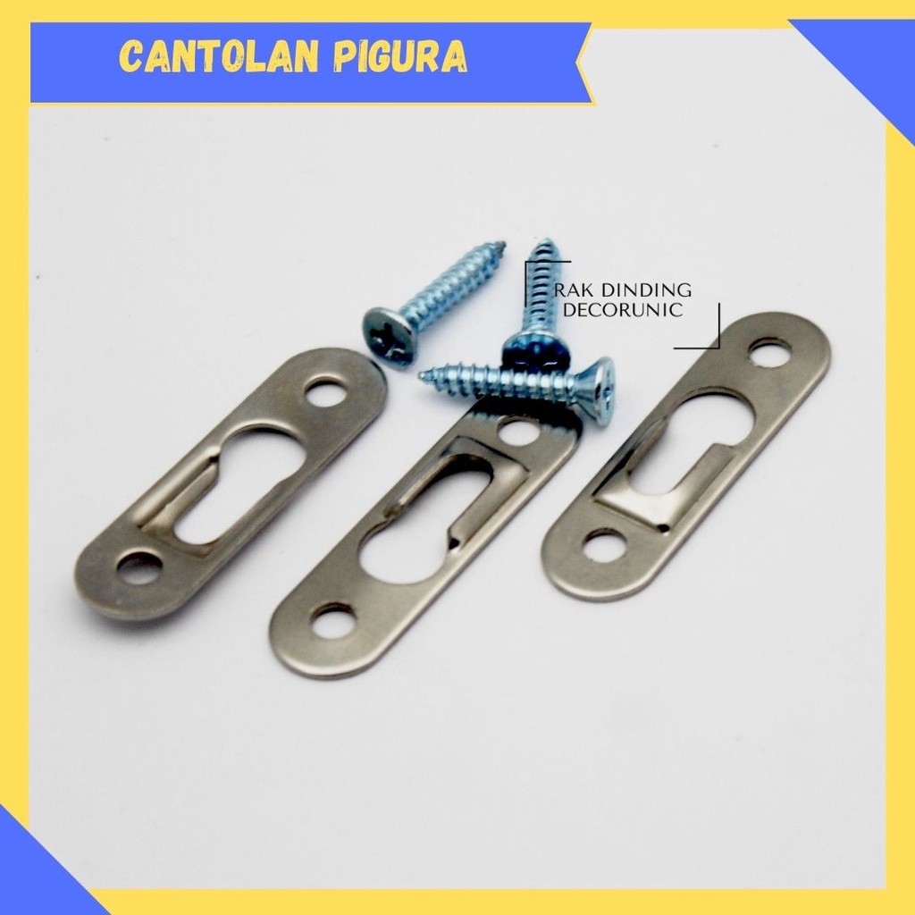 Gantungan Pigura 4x1 cm / Plat Cantolan Jam Foto Pigura Papan Tulis + Free Sekrup Isi satuan