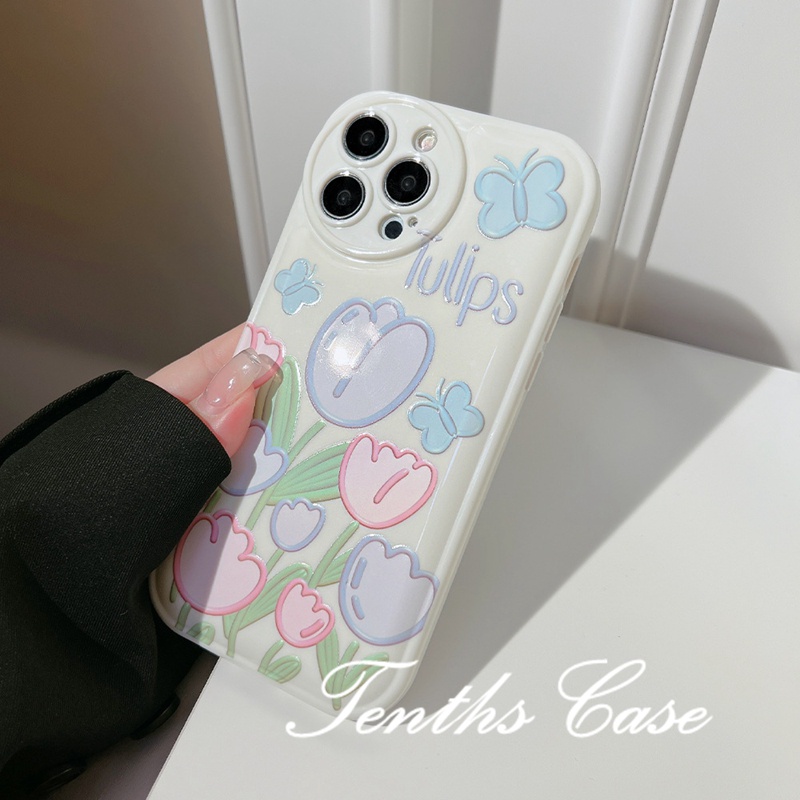 Soft Case Pelindung Desain Bunga Tulip Kupu-Kupu 50A 6i Untuk Realme C35 C31 C30 GT 10 9 Pro + C25Y C21Y C25 C25 C25s C12 C21 C20 C11 C17 7i C15 8 7 6 5 Pro