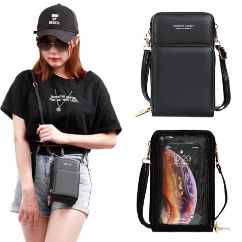Tas Selempang Wanita Kulit Dompet Wanita Import Serbaguna Tas Hp Wanita Layar Sentuh Original