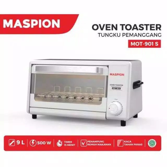 Maspion Oven Toaster MOT 901S - 901 S Pemanggang Listrik 9 Liter 500W