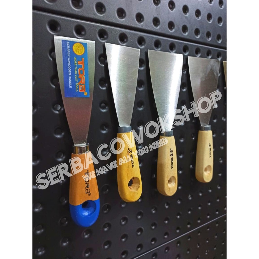 Tora Kape Set Gagang Kayu 5 Pcs Ukuran 1.5,2,2.5,3,5 &quot; Inch Skrap Kayu Termurah Berkualitas