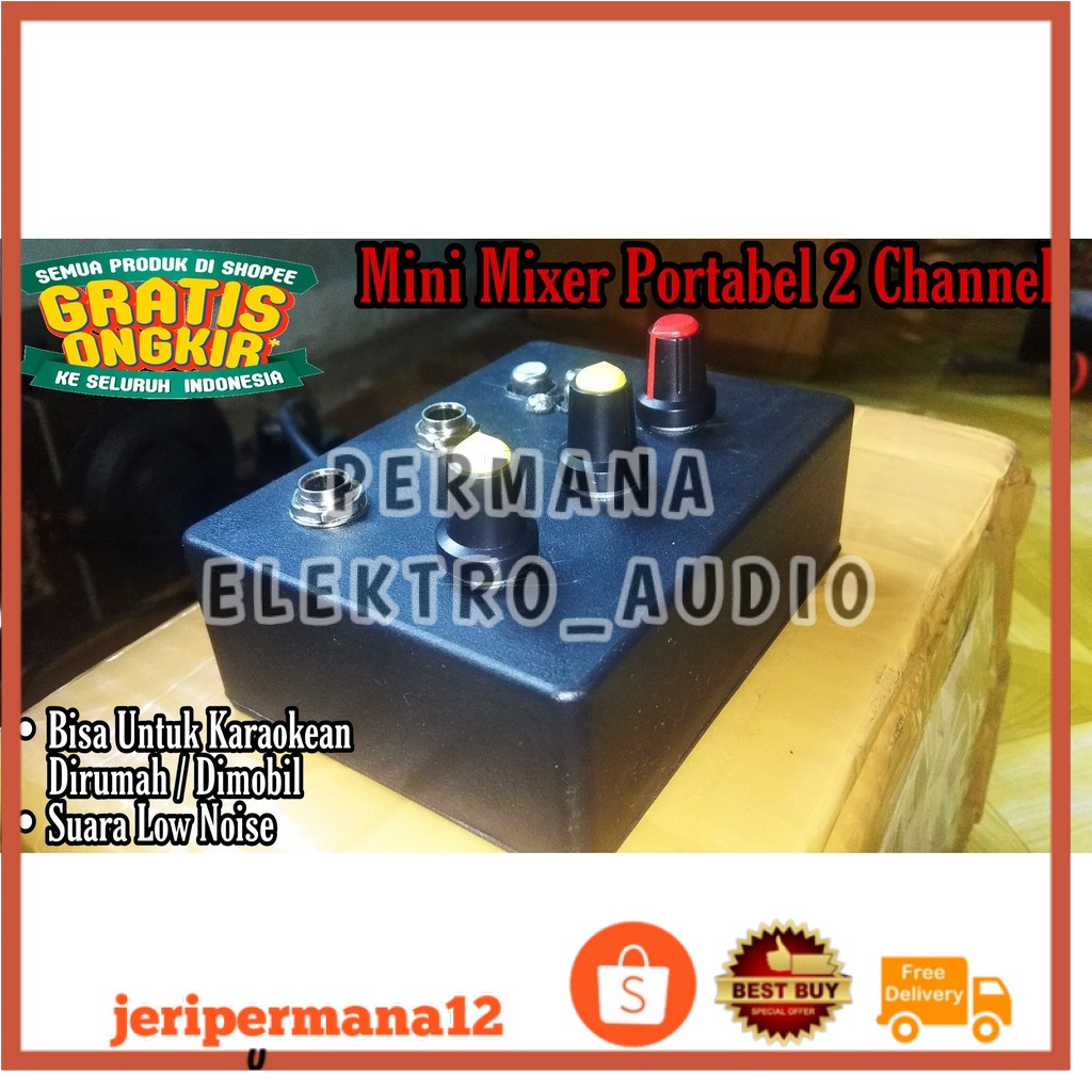 Mini Mixer Audio Portabel 2 channel Mixer Rakitan